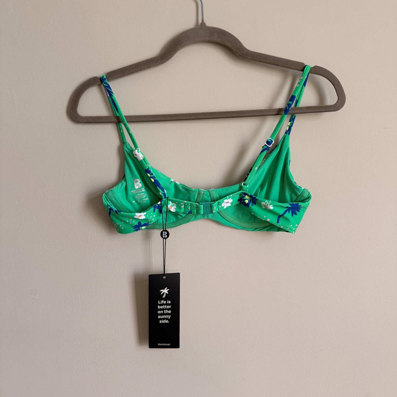 Blackbough Swim Willow Underwire Bikini Top Green Floral Tropical Small Nwt — image 2 of 3